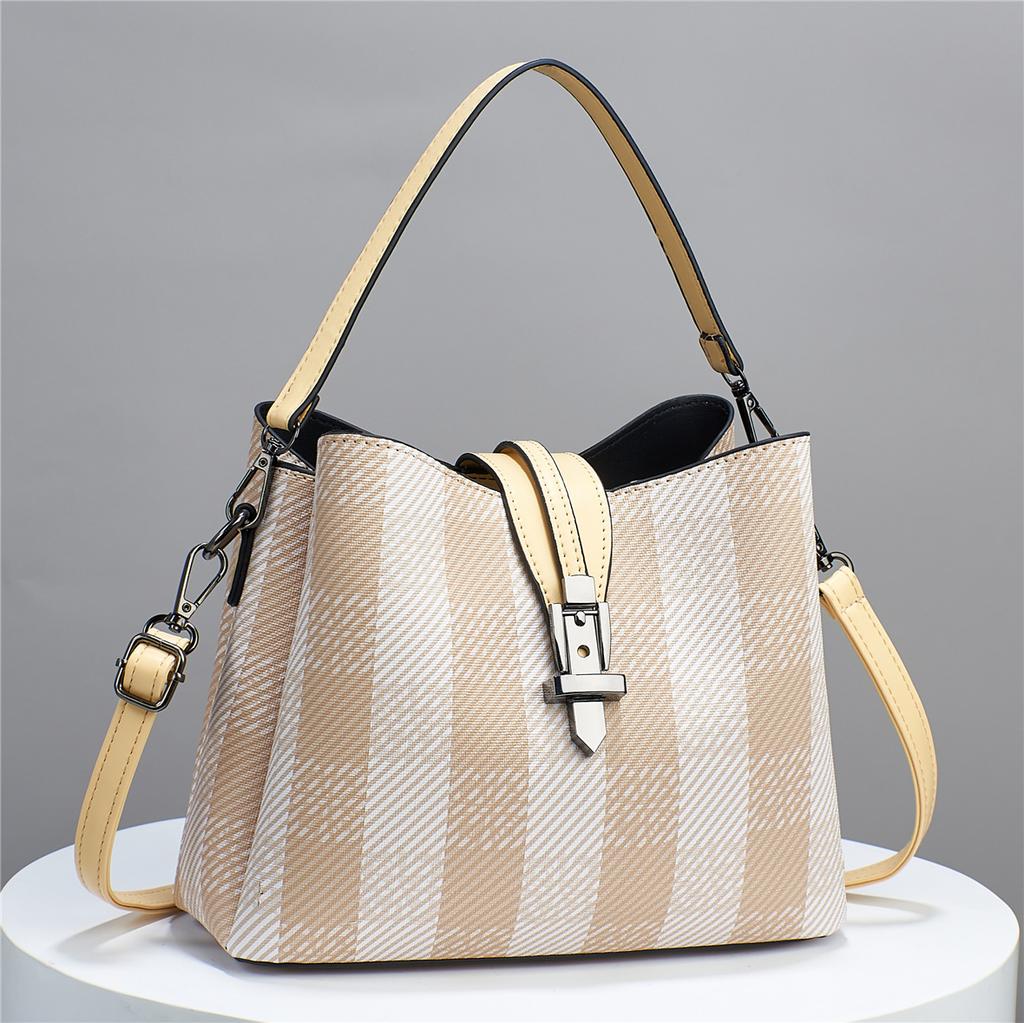 Женская модная клетчатая сумка-ведро на одно плечо, повседневная сумка через плечо