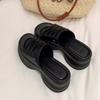 Black Chunky Platform Slippers Women Summer 2025 Thick Bottom Wedge Heels Sandals for Woman Non Slip Outdoor Flip Flops Mujer