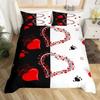 Cat Side and My Side Black White Cat Modern Romantic Theme Comfortable Duvet Quilt Cover Pillowcase Bedding Set Children Bedroom