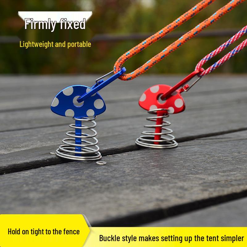 Fishbone Peg Camping Platform: Wooden Board, Mushroom Peg, Spring Tent Peg, Aluminum Alloy, Umbrella-shaped Awning Ground Fixing Peg.