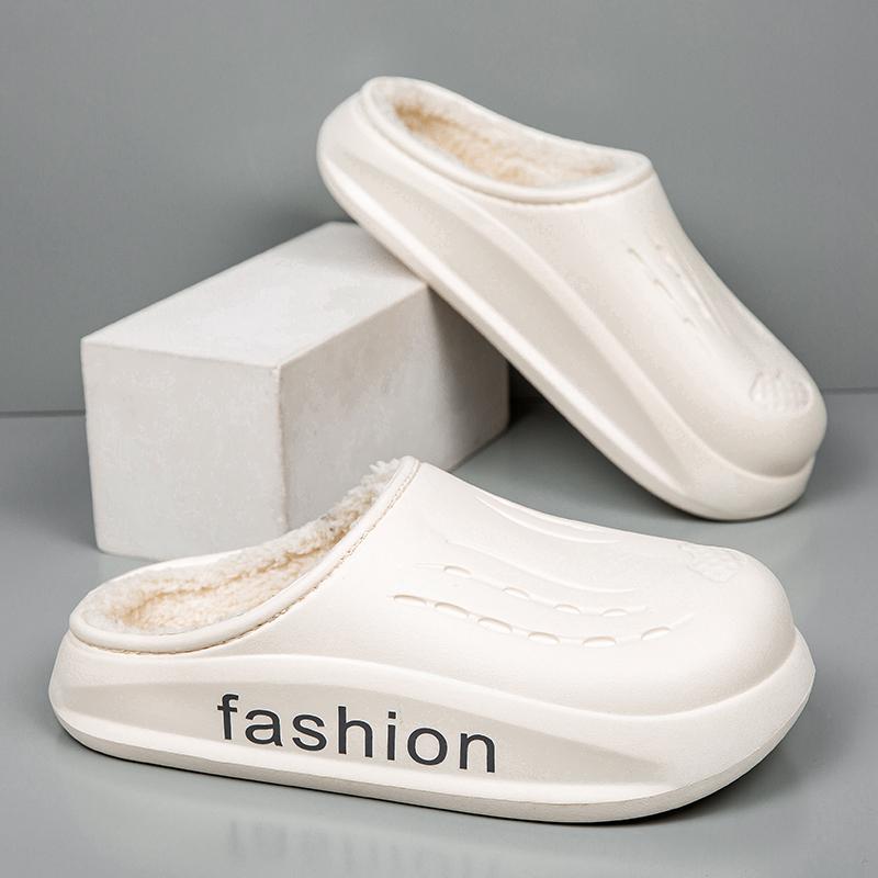 Модные зимние мужские тапочки, пушистые, домашняя обувь, мягкие, легкие, нескользящие, удобные, для дома, парные зимние теплые сабо