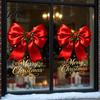 Waterproof Holiday Ornaments Christmas Bow Window Sticker, Red Static Cling, Decorative Gifts Removable PVC Decal for Home Glass Windows Doors