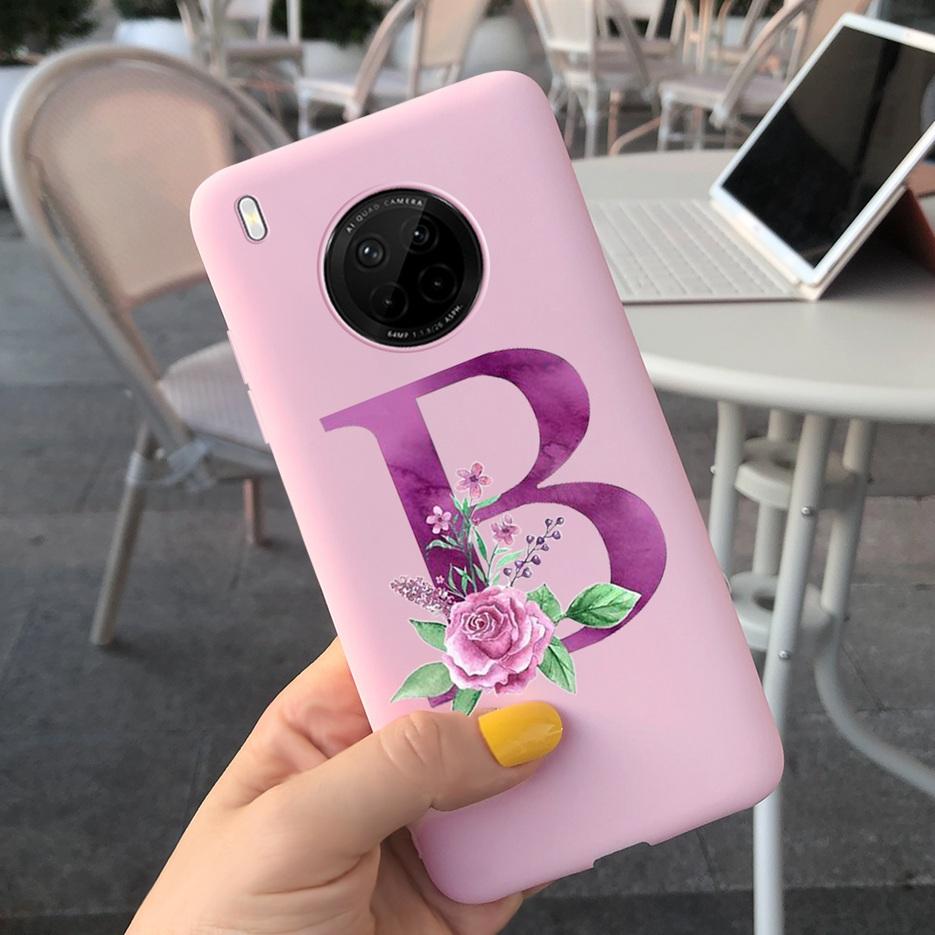 For Huawei Y9a 2020 Case 6.63'' Cute 26 Letters Cover Case For Huawei Y9a Y 9a Soft TPU Fundas HuaweiY9a Shockproof Phone Bumper