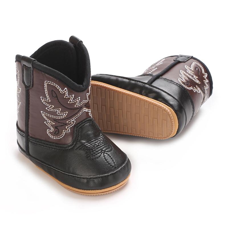 Fashionable and popular Rubber baby shoes Western denim midsole boots autumn and winter warm and anti slip casual walking shoes