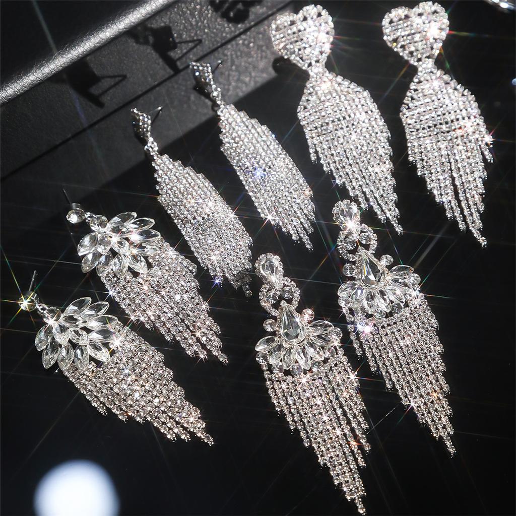 Роскошный темперамент блестящие длинные серьги-кисточки со стразами старшие серьги с чувством моды преувеличенная индивидуальность женские серьги ювелирные изделия