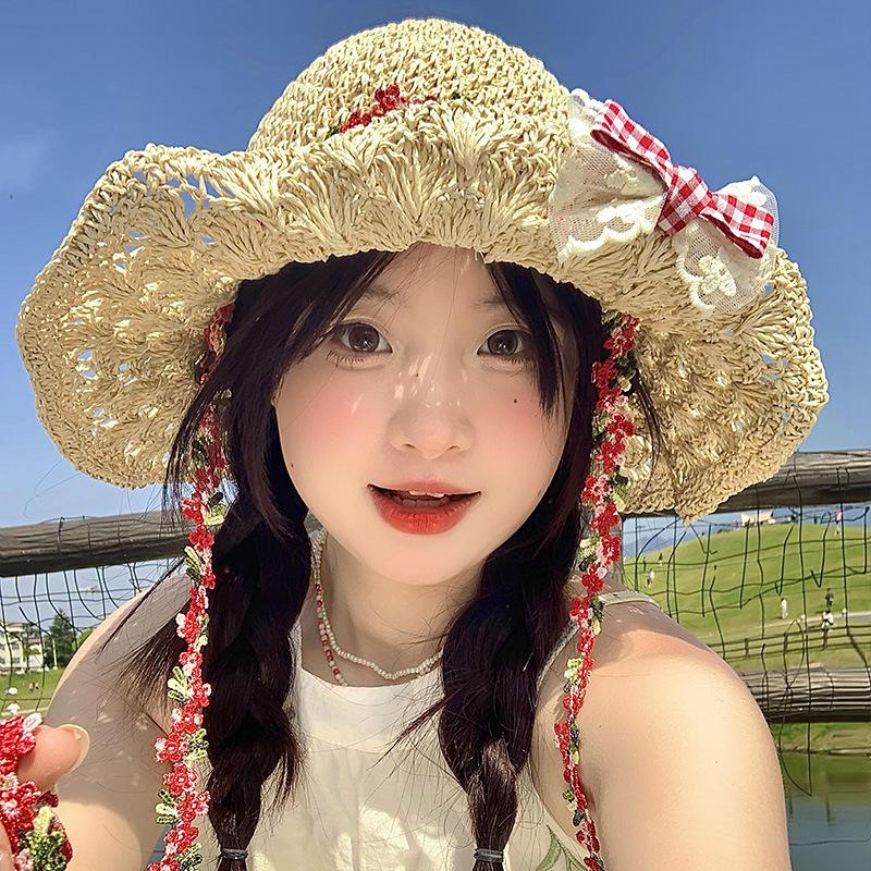 Women's Large Brim Foldable Breathable Straw Sun Hat for Summer Travel & Vacation