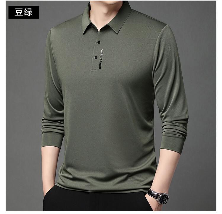 Мужская рубашка поло с длинным рукавом, с воротником, однотонная, в стиле business casual, пуловер, рубашка для гольфа, футболка