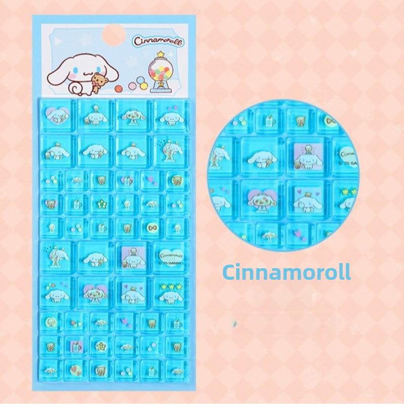 Sanrio Hello Kitty Cartoon 3D Square Stickers Anime Phone Laptop Luggage Decoration Creative DIY Rhinestone Decal Kids Toys Gift