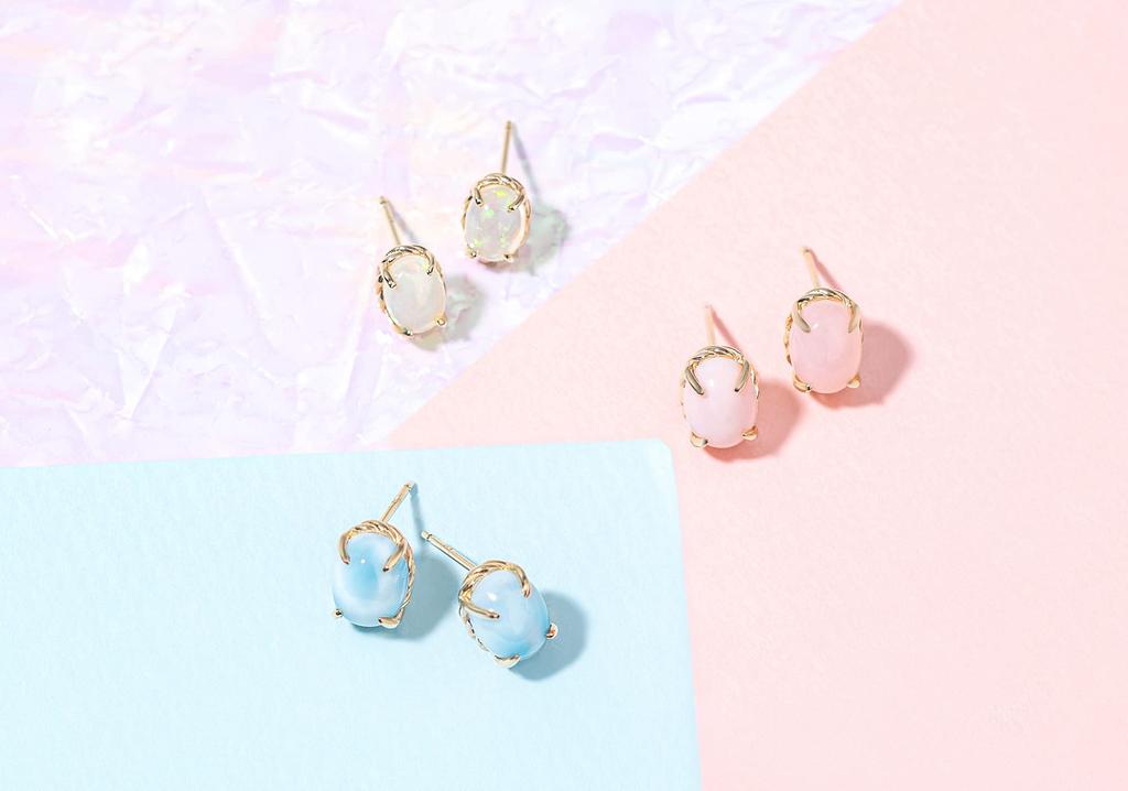 K10 Yellow Gold Larimar Earrings L&Co 43-1380