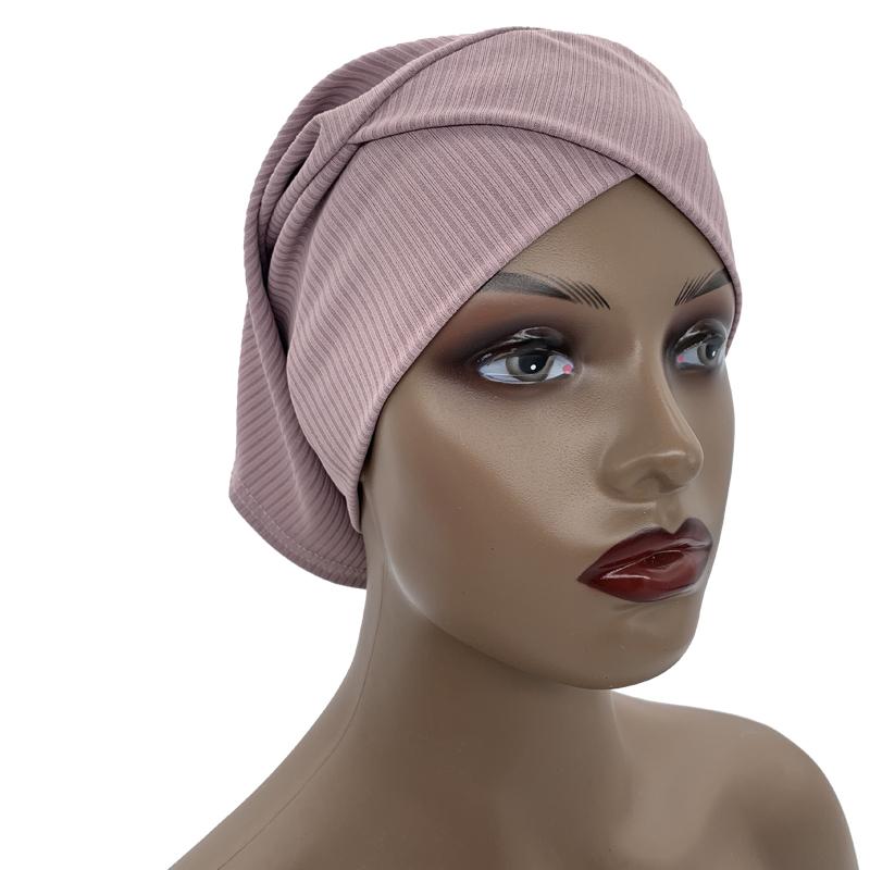 Ribbed Cross Front Under Scarves Muslim Inner Hijab Cap