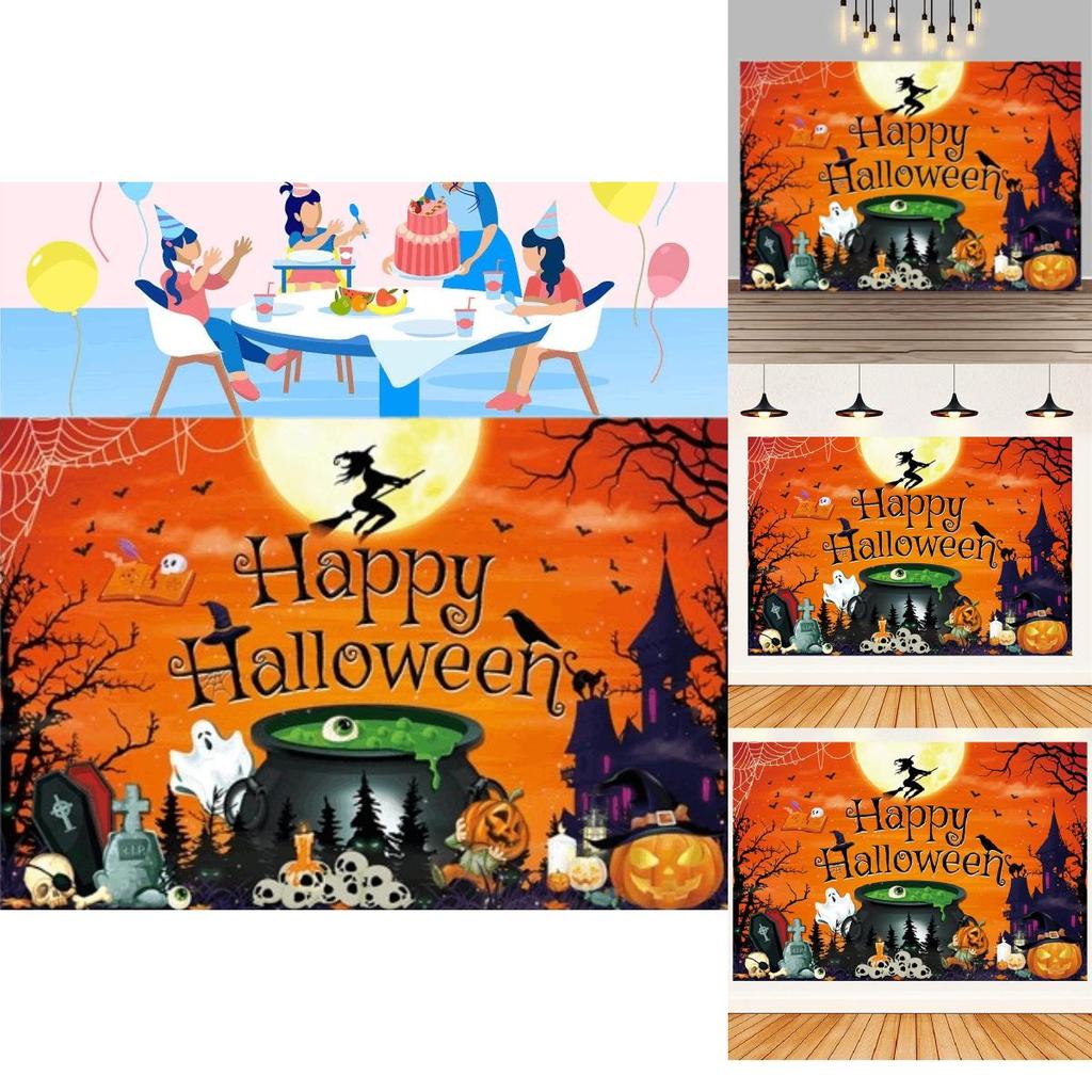 Высококачественный Весенний Полиэстер Хэллоуинский Фоновый Тканевый Баннер Замок Ведьмы Украшение для Хэллоуинской Вечеринки