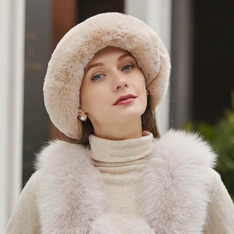 Hat Women's Winter All-match Net Red Plus Cashmere Lamb Hair Fisherman Hat Leisure Wide Brim Warm Plush Basin Hat