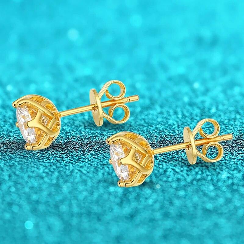 D цвет 18k с покрытием 0,5-2CT Сертифицированные серьги-гвоздики с муассанитом для женщин Роскошные свадебные украшения из стерлингового серебра S925 Подарок на вечеринку
