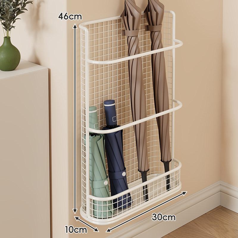 Wall Mounted Umbrella Holder Metal Mesh Storage Rack with Drip Tray & Installation Kit for Home Entryway