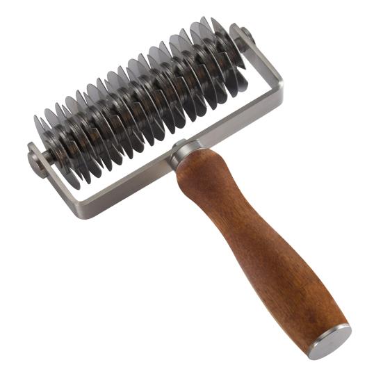 Stainless Steel Pizza Dough Lattice Roller Cutter with Wooden Handle Grid Pattern Maker for Biscuits Cookies Pies Cakes