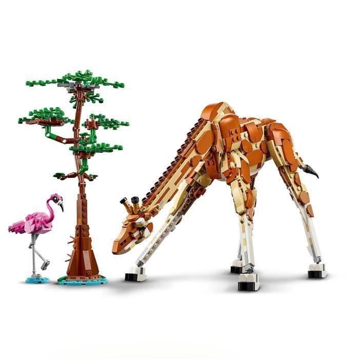 LEGO® 31150 Creator 3en1 Les Animaux Sauvages du Safari, Jouet avec Figurines d'Animaux, Girafe, Gazelles et Lion