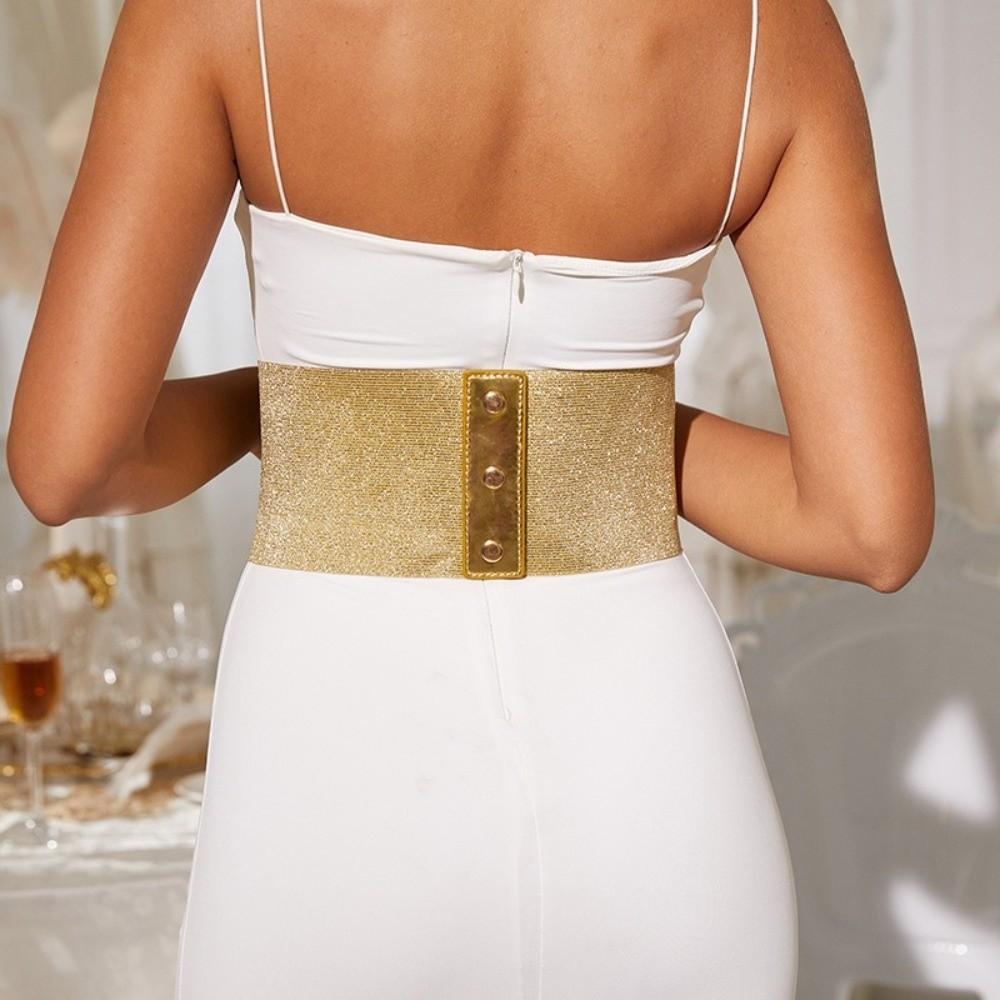 Retro Waist Belt Gold Silver Corset Belt Versatile Wide Belt  for Women