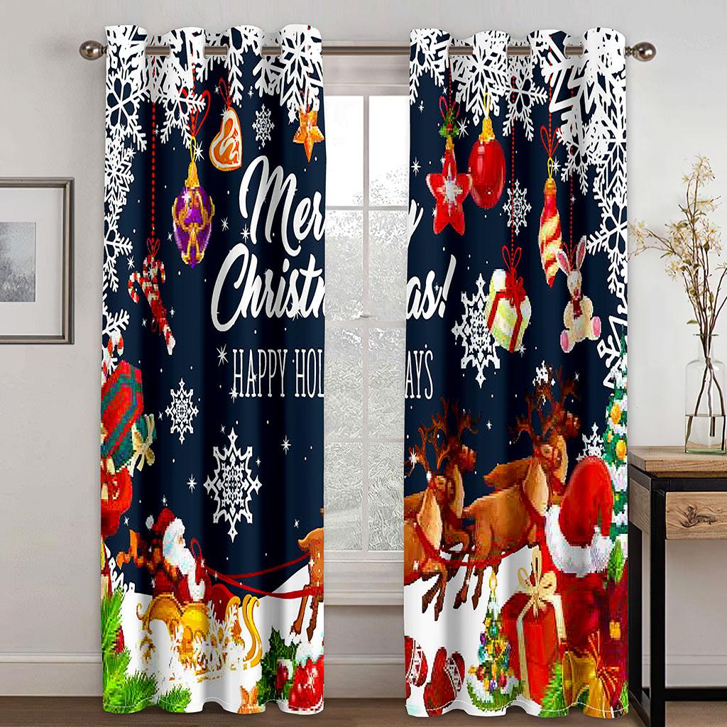 Мультфильм забавные милые с Рождеством и Новым годом детские шторы на окна для гостиной, спальни, ванной комнаты, двери, домашний декор