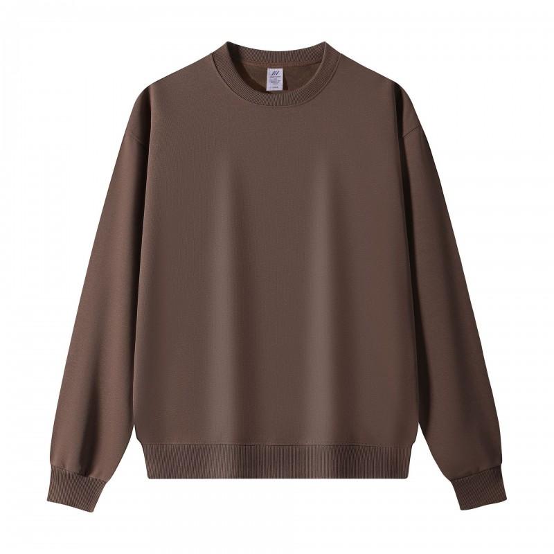Heavyweight 420g Fleece-Lined Cotton Pullover Sweatshirt Unisex Oversized Casual Round Neck Top
