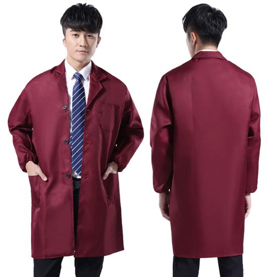 Мужской пылезащитный длинный/короткий рукав, пуговицы, карманы, складской лабораторный халат, рабочая одежда