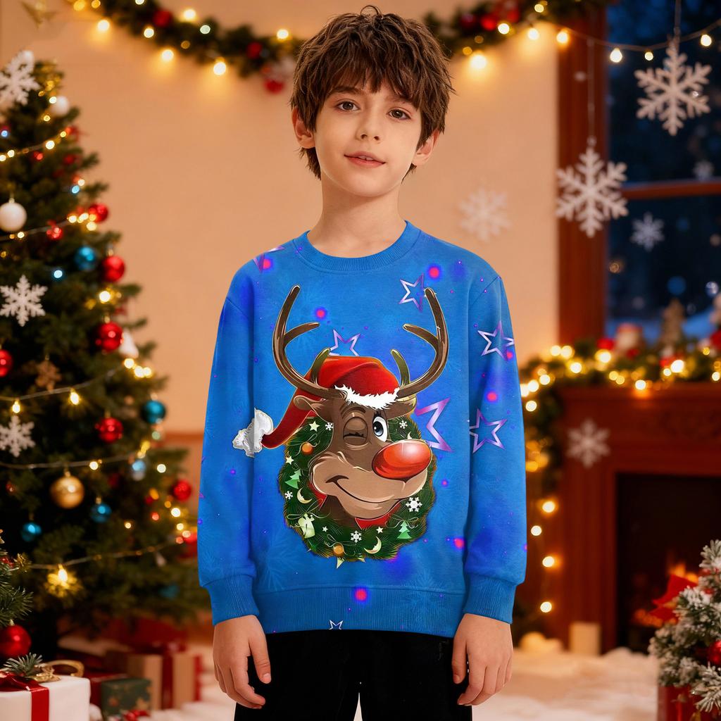 Рождественский свитшот для мальчиков и девочек, уродливая рождественская футболка, свитшот с круглым вырезом, для малышей, с длинным рукавом, пуловер, наряд, топы