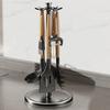 360 Degree Rotating Countertop Flatware Organizer 8 Hooks Flatware Storage Rack  Spoons