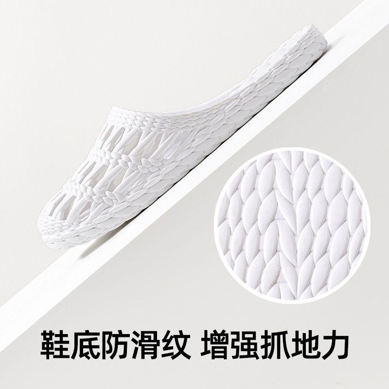 Простые однотонные домашние пластиковые туфли для женщин, дышащие прохладные тапочки на лето