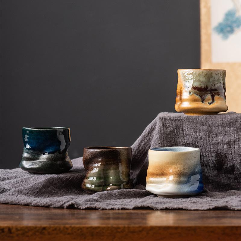 Грубокерамическая кофейная чашка с другим рисунком, креативная, ручной работы, высокая эстетика, керамическая чашка, ретро, бытовая чашка для воды