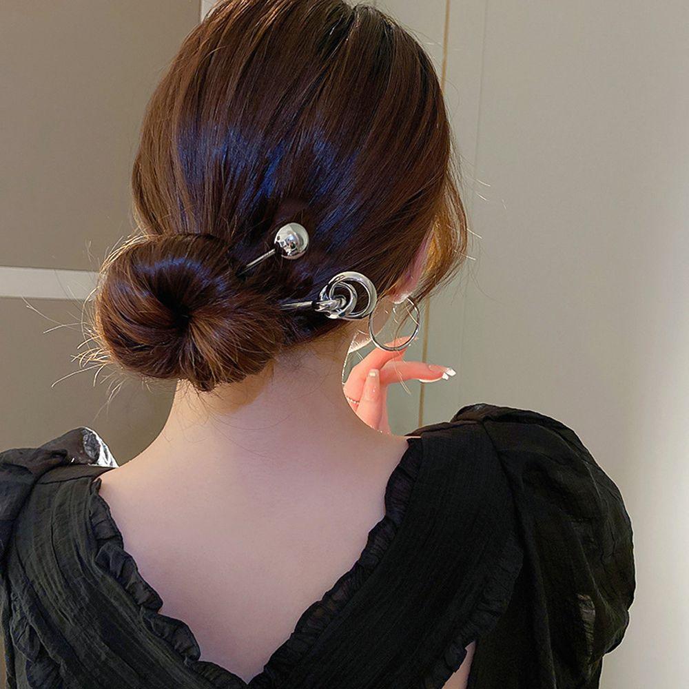 Hollow Ball Temperament Korean Hanfu Hairpins Metal Hair Clip Chinese Hair Fork Women Hair Sticks