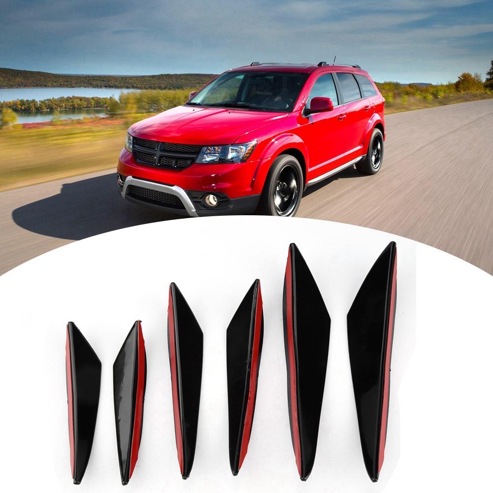 6Pcs Gloss Black Car Front Bumper Wind Knife Trims Front Bar Universal