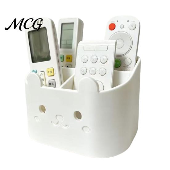 Desktop Storage Caddy 3D Printed Remote Control Holder, Animal Design Box Rabbit Organizer for Desk, 4-Compartments TV