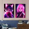 Милые неоновые аниме-постеры и принты с кошкой-девушкой, картины на холсте, красивые настенные рисунки с девушками и мангой для украшения игровой комнаты дома