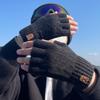Перчатки с полупальцами для мужчин с зимними полупальцами для езды на велосипеде и вождения, утолщенные шерстяные трикотажные дырявые пальцы для защиты от холода