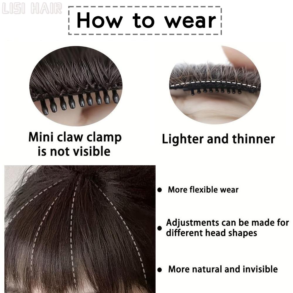 MISS WIG Синтетическая воздушная челка, заколка для волос, наращивание волос, длинные и широкие бакенбарды, натуральный зажим для парика с челкой