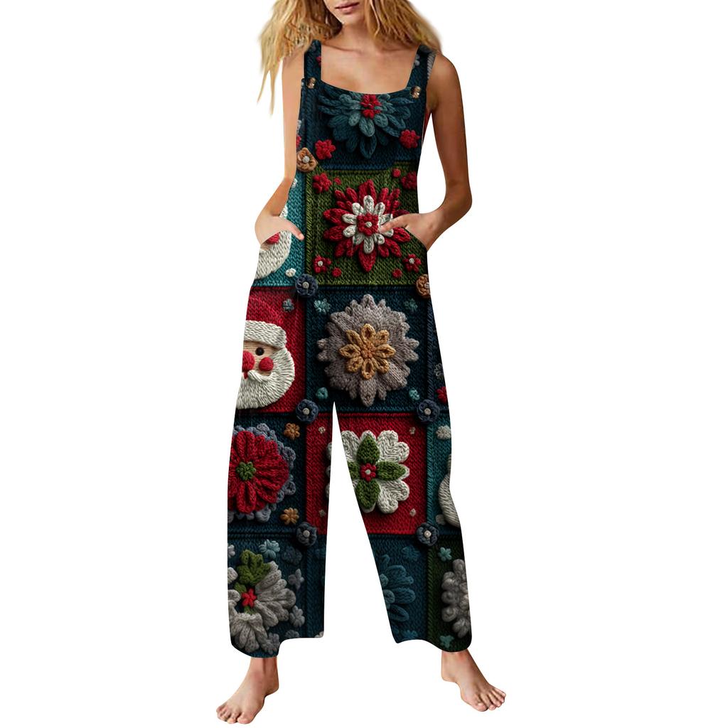 Женский комбинезон с принтом, повседневный свободный комбинезон
