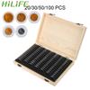 HILIFE Coin Storage Box With Adjustment Pad 20/30/50/100PCS Adjustable Wooden Commemorative Coin Collection Case Holder CapsulesGood product