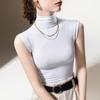 Водолазка рубашка с воротником-стойкой женская новая женская одежда однотонная эластичная рубашка темперамент без рукавов жилет топ