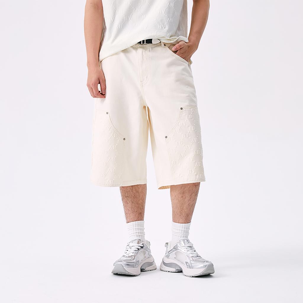 MLB MONOGRAM SS25 Джинсовые шорты Мужские Белые 3LDPM0253-50CRD