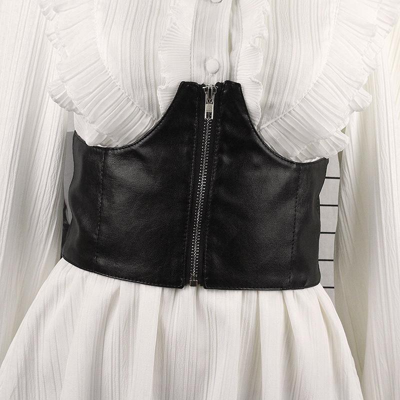 Черный корсет, широкий пояс из искусственной кожи, ремни для похудения для женщин, эластичный пояс с высокой талией