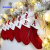 Рождественский носок с ремешком, большая емкость, насыщенный цвет, классический дизайн с буквами, чулок, подвесное украшение