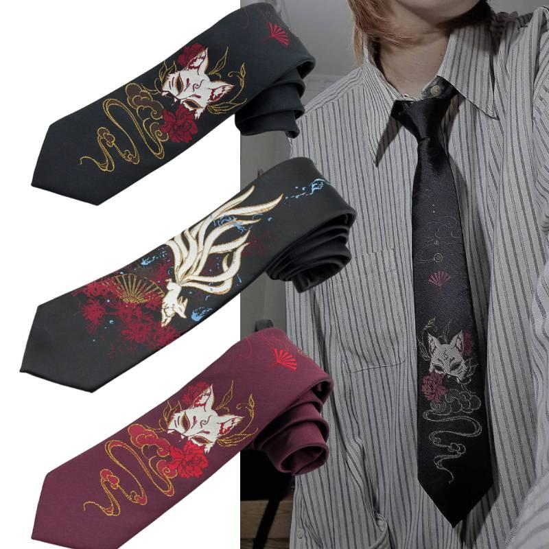 Jk Japanese Anime Clothing Fashion Nine Tailed Fox Tie Chinese Style Embroidery