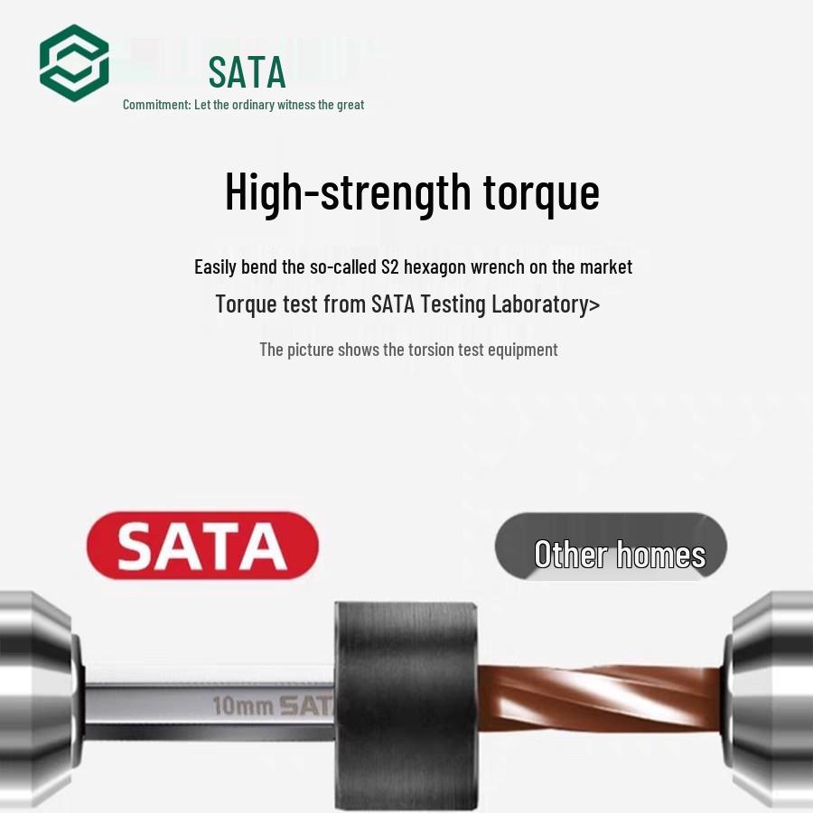 SATA 90109 Metric Extra Long Star-Shaped Ball Head Hex Key Set, 6-Pointed L-Shaped Wrench.