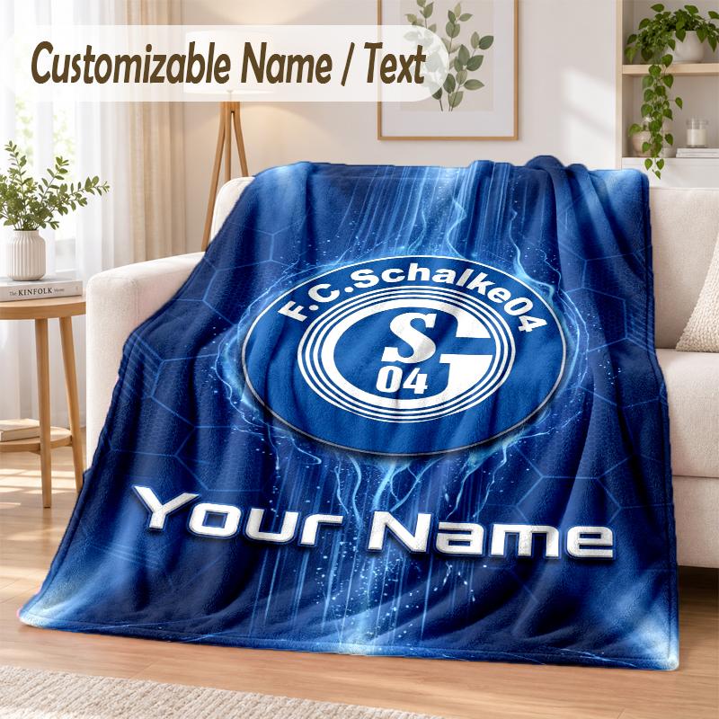 Custom Text Flannel Blanket Schalke 04 FC Print Warm Cozy Blanket Home Sofa Bedding