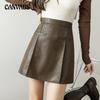 Autumn and Winter Women's Skirts High-waisted Thin Half-body Skirt Female Versatile Anti-glare PU Leather Short Skirt