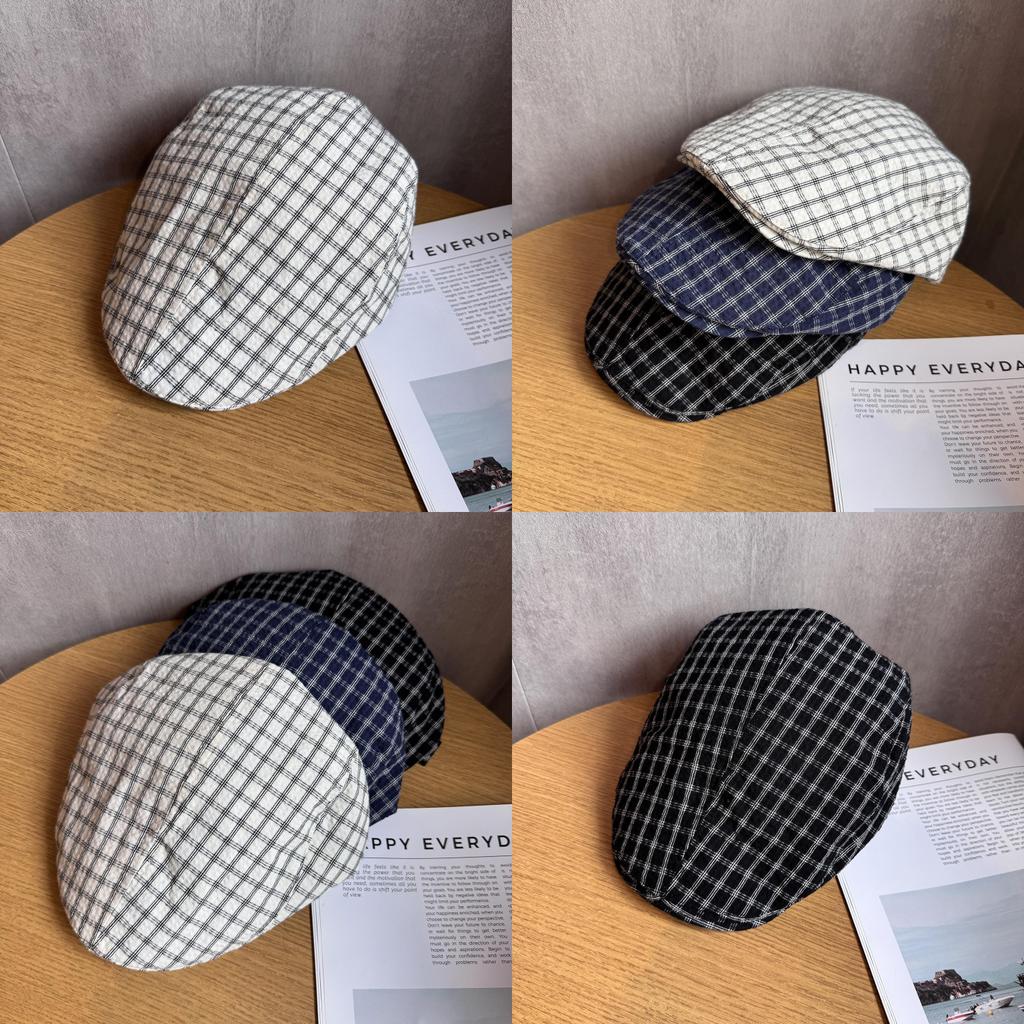 Винтажная японская кепка газетчика в клетку из дышащего хлопка для повседневной летней и осенней носки