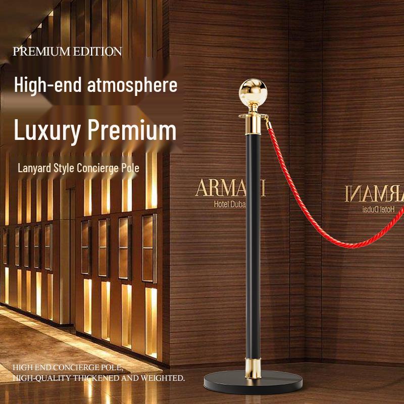 VIP Concierge Stanchion: 1m Stainless Steel Pole with Lanyard for Queuing and Welcome Barriers