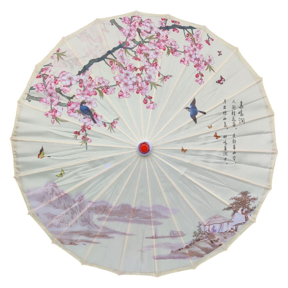 Vintage 70 cm Silk Cloth Women Umbrella Handheld Folding Classical Oil Paper Umbrella Rainproof Decorative Costume Parasol Party