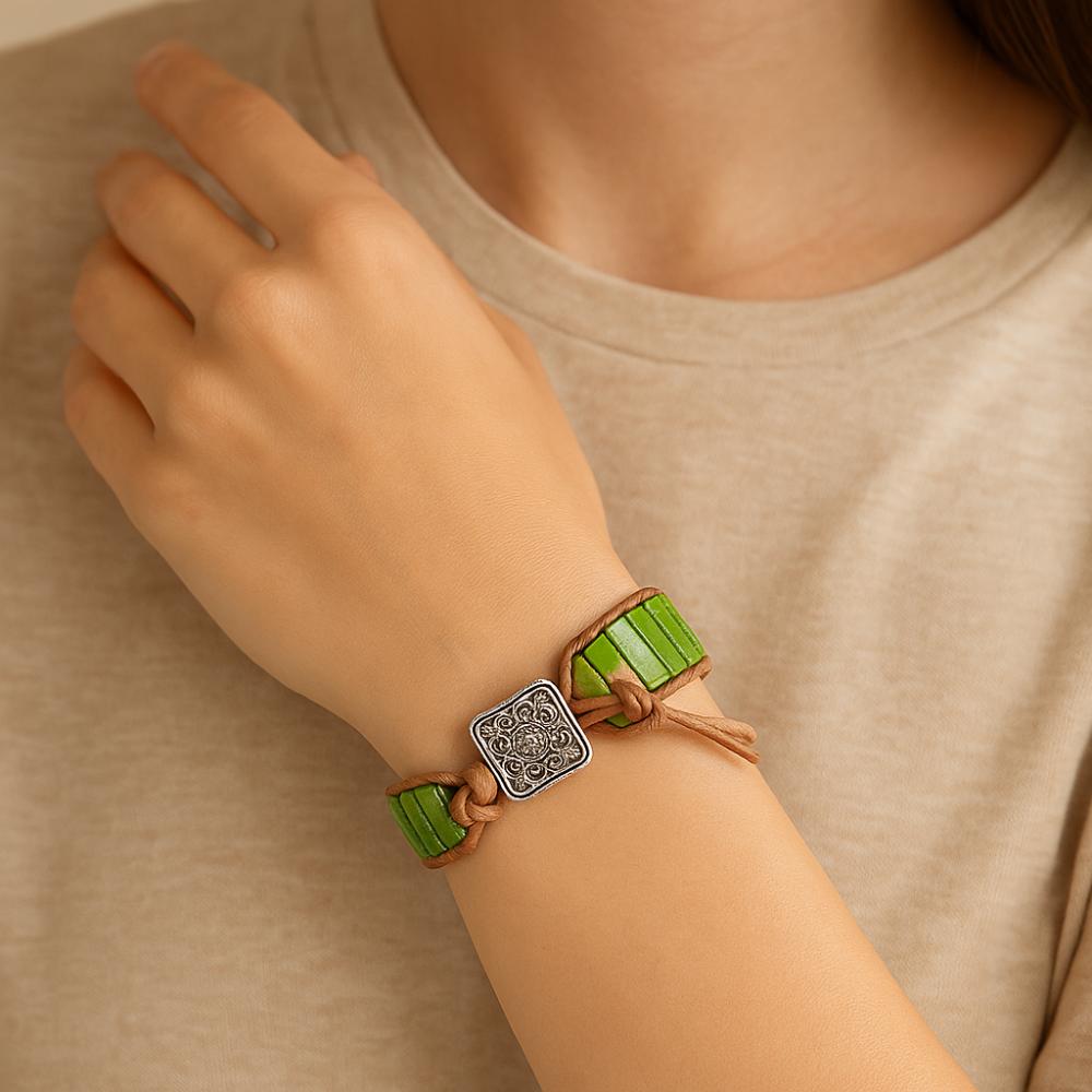 Charm Beads Braided Bracelets Colorful Bohemian Style Bangle Trendy Rainbow Stone Bracelet  Women