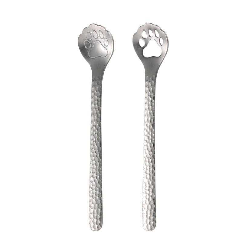 304 Stainless Steel Hammer Cat Claw Spoon Hollow Spoon Cocktail Spoon Stirring Spoon Mug Coffee Spoon