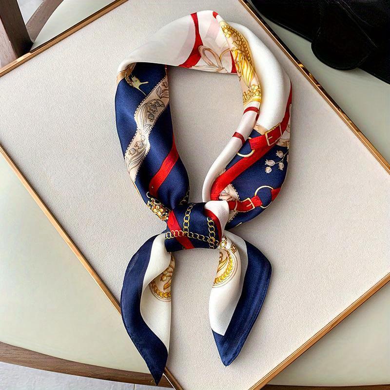 Luxury 70cm Square Simulated Silk Scarf For Women Hijab Hair Bands Neckerchief Female Shawl Ribbon Headband Fashion Wraps Bandana